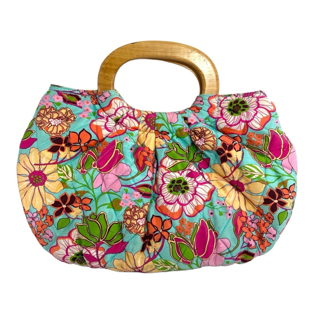 Vera Bradley Tropical Silk Bermuda with Wooden Handles Bag - Picture 2 of 7